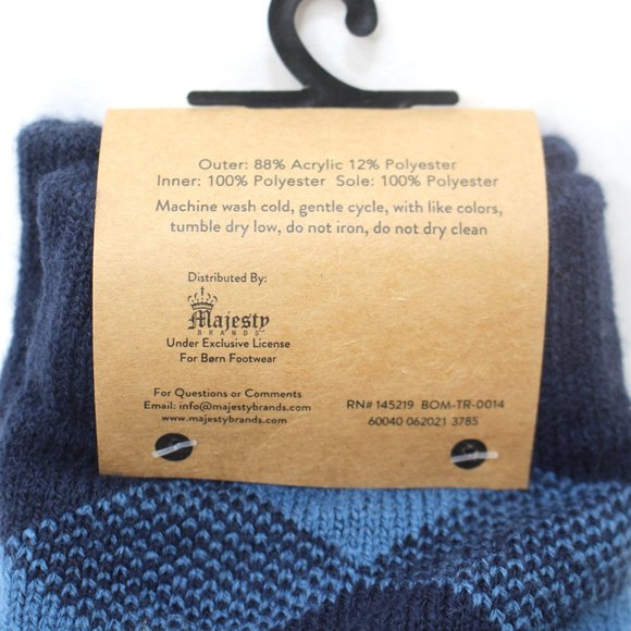 Born Sherpa Lined Slipper Sock Blue Argyle Non-Slip Soles Men's - Picture 5 of 5